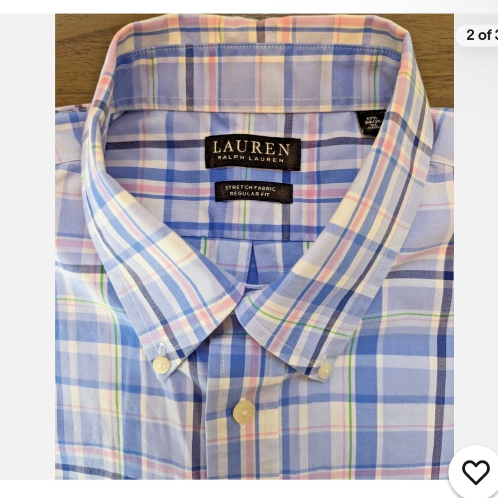 Ralph Lauren Men's Blue Plaid Shirt. Buttons down